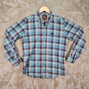 Superdry Blue Japan Rookie Edition Plaid Shirt Men's Size L Long Sleeve
